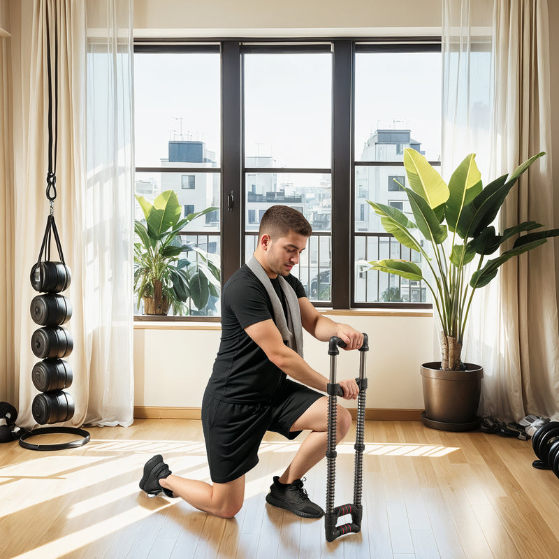 Power Twister Estensore per Pettorali a 4 Molle con Resistenza da 10 a 80 kg in Acciaio Inox Nero   