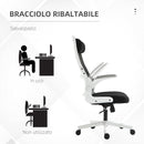 Sedia Poltrona Direzionale da Ufficio 77x75x115-125 cm in Tessuto a Rete Poliestere Nera e Bianca