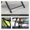 Set Salotto da Giardino 7 Pezzi con Tavolo da Pranzo con Foro per Ombrellone e 6 Sedie Pieghevoli Grigio    