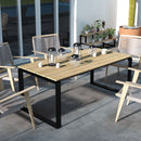 Tavolo da Giardino Rettangolare per 6-8 Persone 180x90x74cm in Alluminio con Piano a Doghe Quercia-2