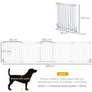 Cancellino per Cani Regolabile e Pieghevole 300x74,5 cm con Chiusura Automatica e Blocco in Metallo e Plastica Bianco      