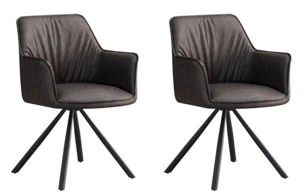 online Set 2 Sedie Girevoli con Braccioli 59.5x61x84 cm in Poliestere Breval Grigio
