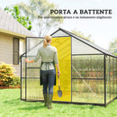 Serra per Orto 304x247x205 cm con Porta a Battente e 2 Finestre Regolabili in PC e Alluminio Nero      