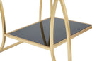 Tavolinetto Sunshine 57x46x60 cm in Ferro e Specchio Oro e Nero