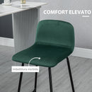 Set 4 Sgabelli Alti con Poggiapiedi 40x45,5x94 cm in Poliestere Vellutato Verde e Nero
