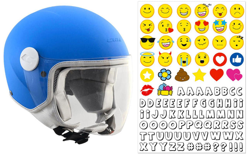 Casco Demi-Jet per Bambini Visiera Lunga CGM Magic Smile 205S Azzurro Opaco YS - (49-50 cm)