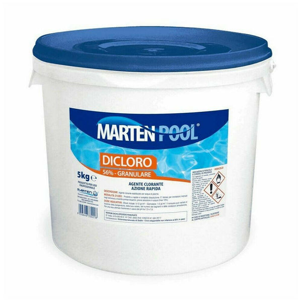 sconto Chlore Dichloro 56% en Poudre Granulée de 5 Kg pour Piscine
