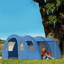 Tenda da Campeggio per 5-6 Persone 475x315x215 cm con 2 Porte Finestre e Tasche Portaoggetti Blu