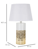 Lampada da Tavolo Glam Elegant 30x48,5x30 cm in Ceramica Bianco/Oro