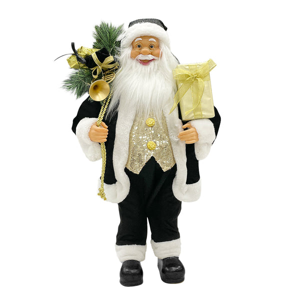sconto Costume de Père Noël en velours H90 cm avec sons noirs et dorés