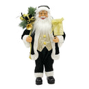 Babbo Natale Abito in Velluto H90 cm con Suoni Nero e Oro