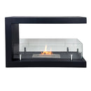 Camino a Bioetanolo da Terra Artico Design Aperto e Vetri Protettivi Serbatoio 850 ml in Acciaio Verniciato Nero      