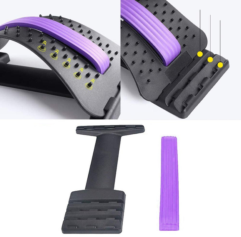 Supporto Massaggiatore Lombare 40x3x27 cm Regolabile in ABS e Gomma Nero e Lilla