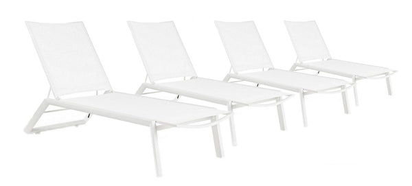 Set 4 Lettini Prendisole da Giardino 67x194x95h cm Cruise con Ruote Bianco prezzo