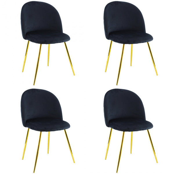 Lot de 4 Chaises 50x45x80 cm en Tissu Velours Pieds Noir Or acquista