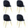 Lot de 4 Chaises 50x45x80 cm en Tissu Velours Pieds Noir Or