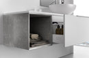 Mobile Bagno Sospeso 135 cm Lavabo e Specchio TFT Mactan Destra Bianco Noce e Grigio