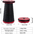 Sgabello Poggiapiedi Telescopico Pieghevole Nero e Rosso