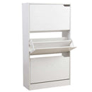 Scarpiera 3 Ante 63x24x115 cm a Doppia Profondità con Maniglie a Scomparsa in MDF Noce      