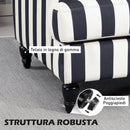 Poltrona da Salotto 115x82x82 cm con Seduta Ampia in Velluto a Righe con Molle a S Nero e Bianco      