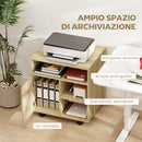 Mobile Porta Stampante 60x50x65,5 cm con Ripiani Aperti e Armadietto in Legno Color Legno      