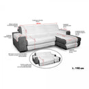 Copridivano Trapuntato in Microfibra con Penisola Destra Panna