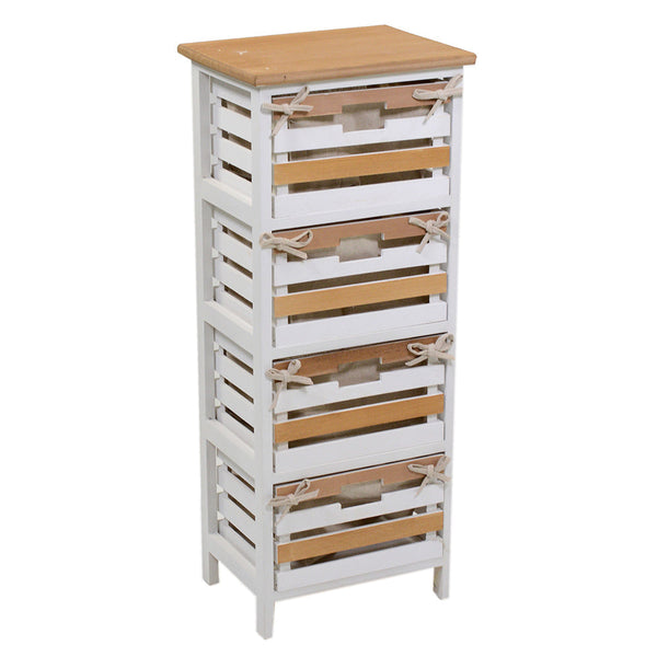 prezzo Commode 4 tiroirs en bois 35x27x85cm Matilda Noyer clair et blanc