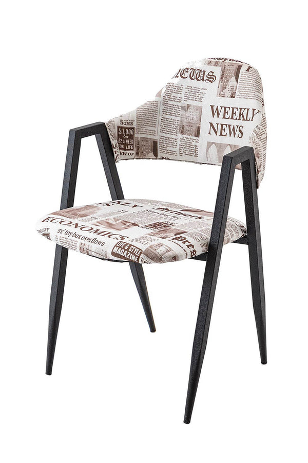 Lot de 2 Chaises Tissu 79x59x51cm Chaise TFT Journal Noir et Blanc sconto