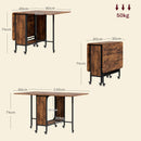 Tavolo Pieghevole 6 Ruote e Mensola 130x80x74 cm in Legno e Metallo Marrone Rustico 