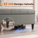 Cassapanca Pouf Contenitore Poggiapiedi 136 L 110x41x42 cm in Finta Pelle Adatta agli Animali Domestici Grigio      