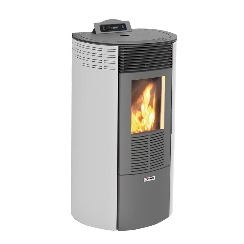 Stufa a Pellet Ad Aria 9 Kw 230 M3 King 12 Round Bianco