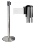 Colonnina Tendinastro 3 metri in Acciaio Inox Spazzolato Ø36x101 cm Nastro Bianco