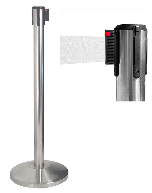 Tringle à Rideau 3 mètres en Acier Inoxydable Brossé Ø36x101 cm Ruban Blanc sconto