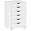 Cassettiera da Ufficio a 6 Cassetti 40x35x63 cm con 4 Ruote e Blocco Bianco      
