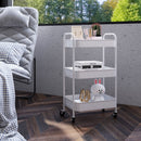 Carrello da Cucina a 3 Livelli con Maniglie e 4 Rotelle 45x30,6x79 cm in Acciaio Bianco