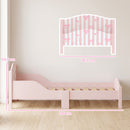 Letto Montessori per Bambini 3-6 Anni 146x76,5x54,5 cm con Sponde Anti-Caduta a Forma di Fiocco in MDF e Compensato Rosa      