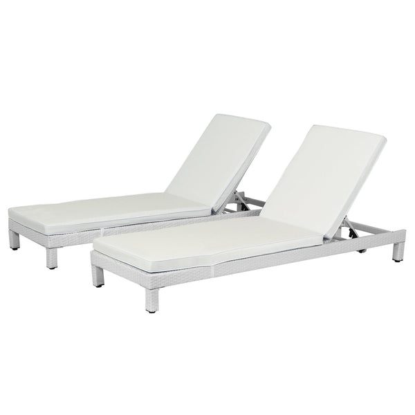 sconto Set de 2 Transats en Acier avec Coussin Blanc
