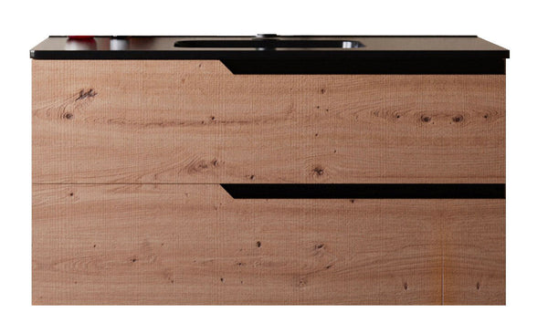 Mobile bagno 80 cm Sospeso Rovere Cartagena con Lavabo Nero Opaco Boston Senza Specchio Bonussi prezzo