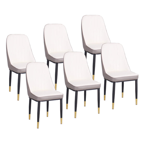Lot de 6 Chaises Rembourrées 45x42x92 cm en Simili Cuir Blanc prezzo