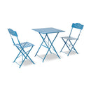 Set da Giardino Pieghevole in Ferro con Tavolo e 2 Sedie Taddei Bistro Azzurro