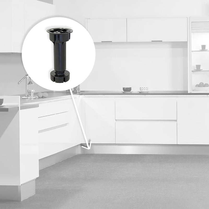 Piedino Regolabile con Base Pre-Assemblata per Mobile 118-135 mm Plastica Nero 40 Pezzi Emuca