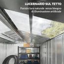 Casetta da Giardino 213x130x185 cm con Prese d'Aria e Doppia Porta Scorrevole in Metallo Grigio Scuro