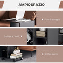 Tavolino da Salotto a C 45x35x58 cm con 2 Ripiani e 4 Ruote Girevoli Nero