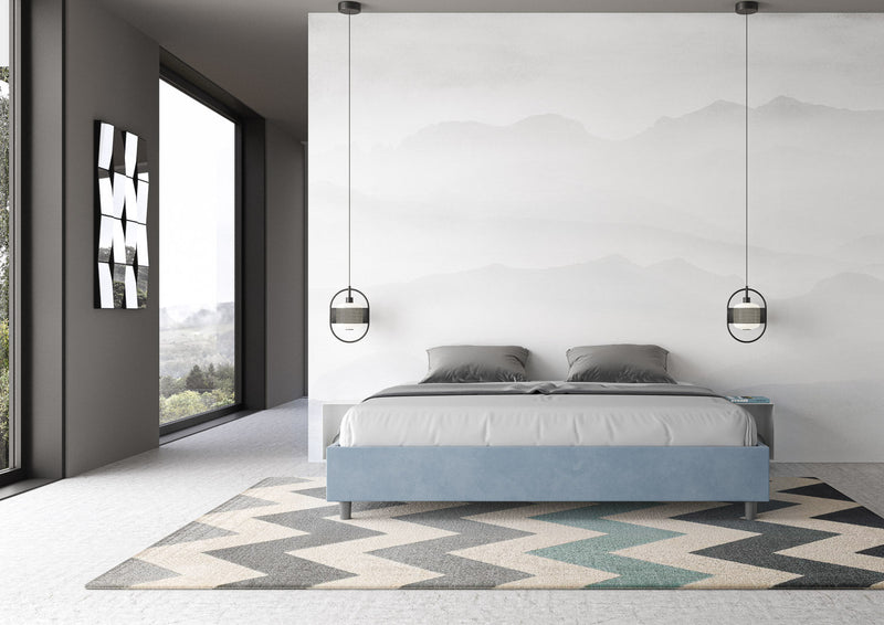 Letto Matrimoniale Extra Large Azelia Azzurro Varie Misure