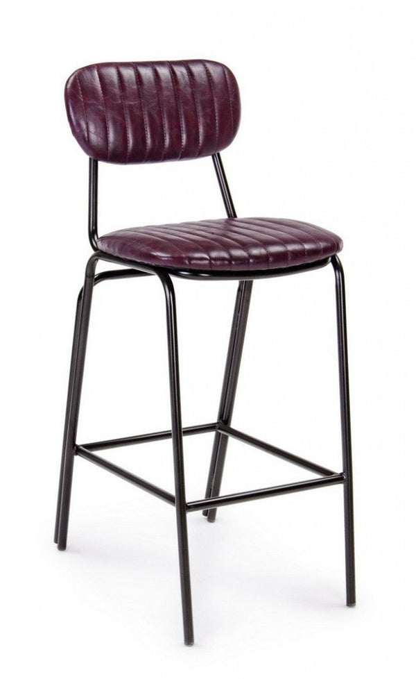 Tabouret de bar vintage Debbie Bordeaux recouvert de similicuir acquista
