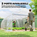 Serra a Tunnel 3x4x2 m con Porte Avvolgibili Telaio in Acciaio e Copertura in PE Anti-UV Trasparente      