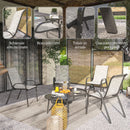 Set 4 Sedie da Giardino 54x71x93 cm Impilabili con Braccioli Curvi in Acciaio e Tessuto Traspirante Grigio      