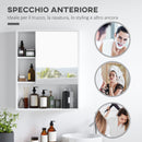 Armadietto con Specchio da Bagno con Mensole a Giorno 60x15x76cm Bianco  