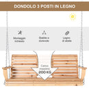 Dondolo 3 Posti Sospeso 150x75x53 cm con Tavolino Pieghevole in Legno