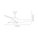 Ventilatore da Soffitto con 3 Pale e LED Ø127 cm 3 Velocità Sulion Mustang Trasparente